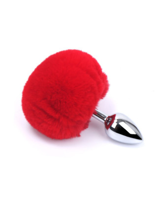 Plug anal aluminium avec pompon rouge Taille S 